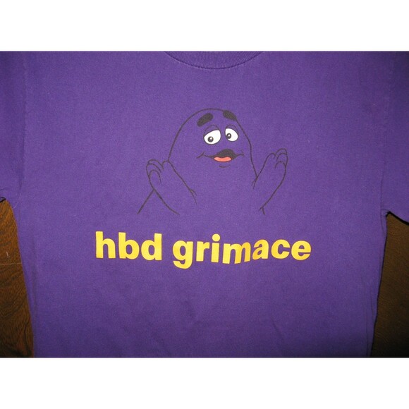 McDonalds Hbd Grimace T-shirt Womens Large Purple Happy Birthday Print 2023 - Picture 2 of 3